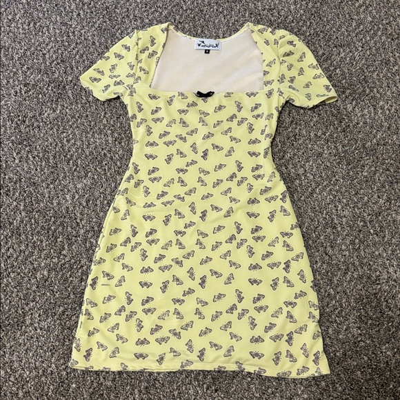 Omighty yellow butterfly dress mini small spring summer boho fairycore babydoll - Picture 6 of 7